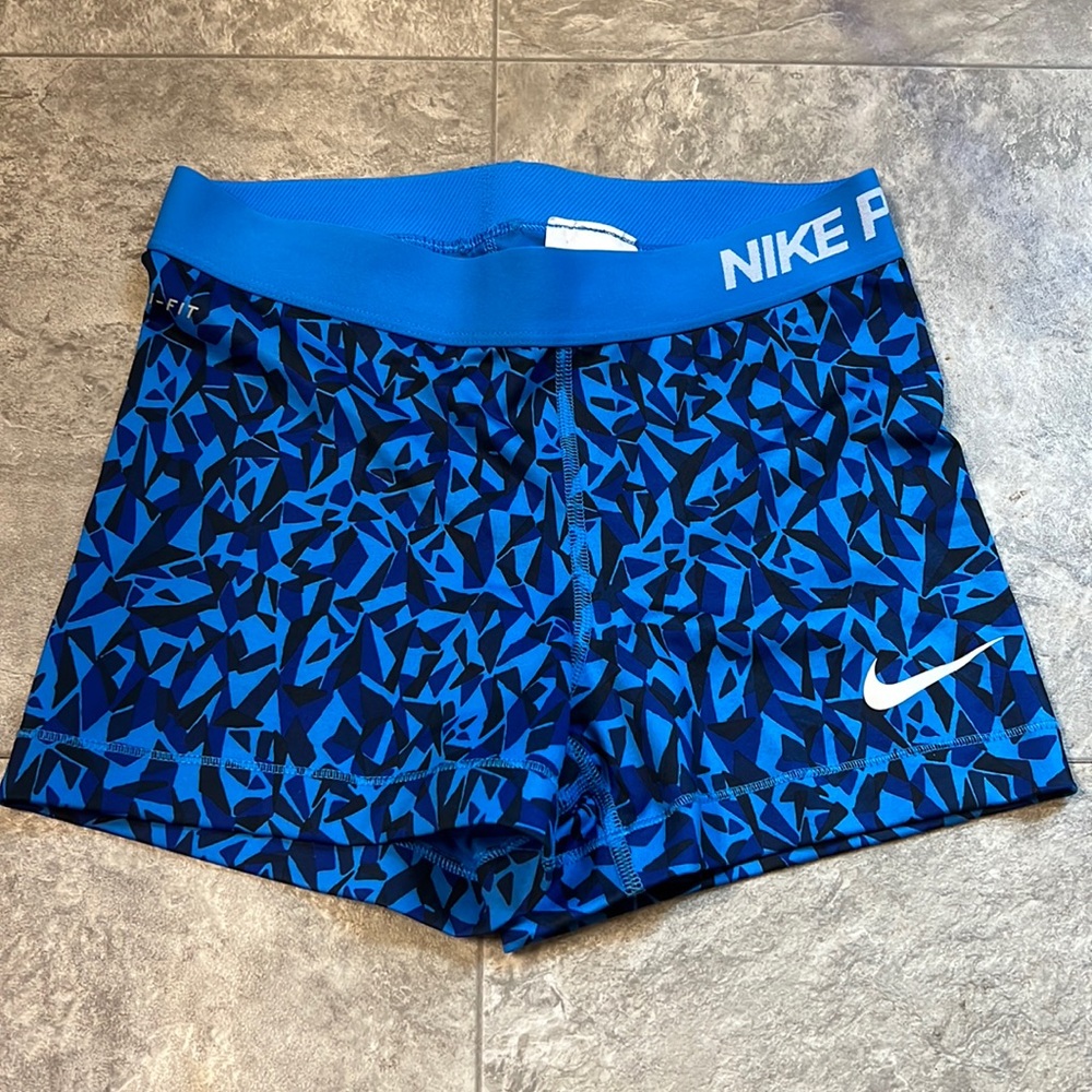 Blue graphic Nike pro shorts